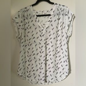Sheer Feather Print Blouse